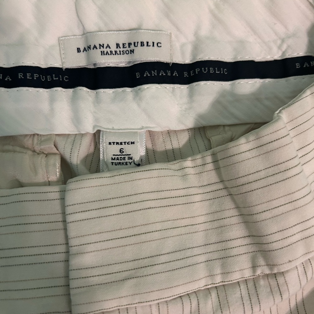Banana Republic Ivory Striped Trousers